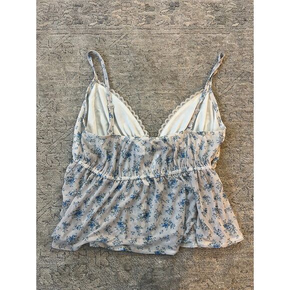 NWT Tilly's RSQ Tank Top Blue Sheer Floral Flowy Crop Tank M - Picture 5 of 5